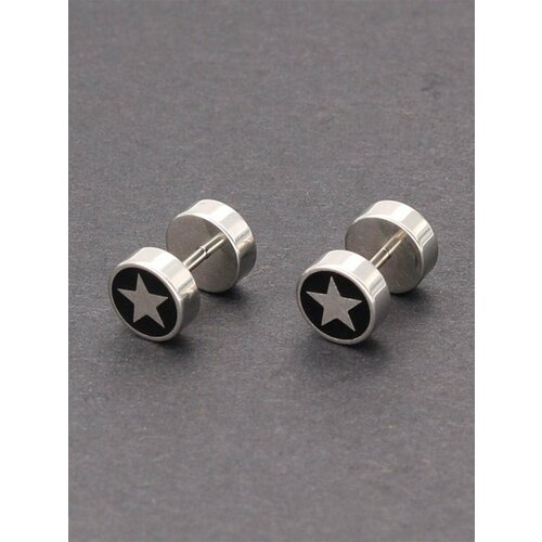 Серьги, черный, серебряный