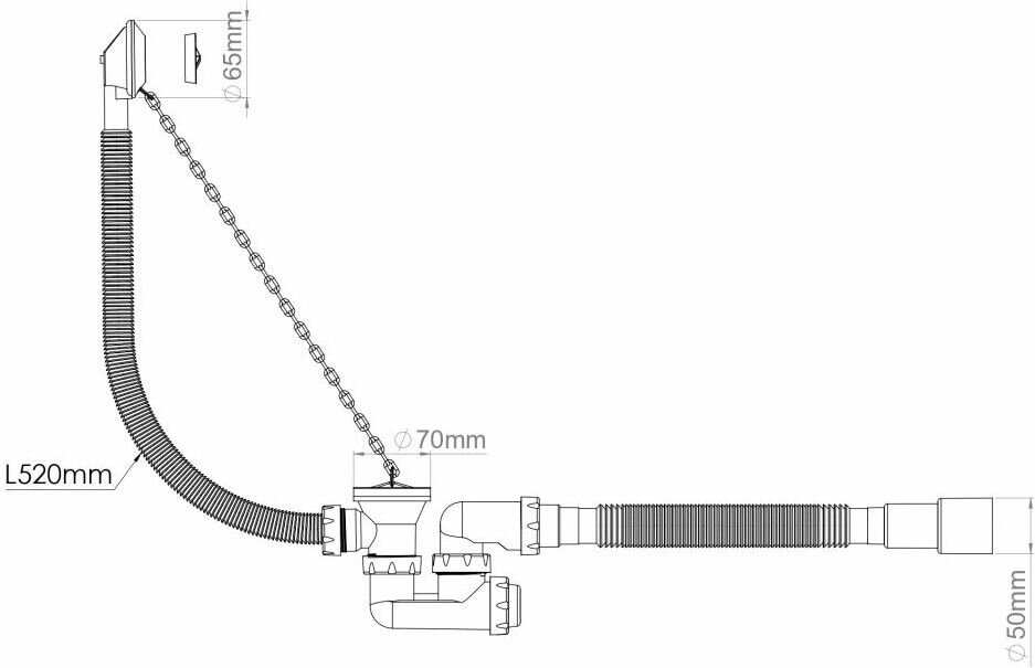 Сифон для ванны с гибкой трубой 40х50 мм AV ENGINEERING (AVE000255) — фото 1
