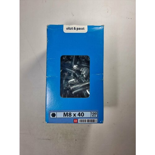 Болт шестигранный оцинкованный DIN 933 SW13 прочность 88 М840 100шт в 1уп SWG Германия 4000₽