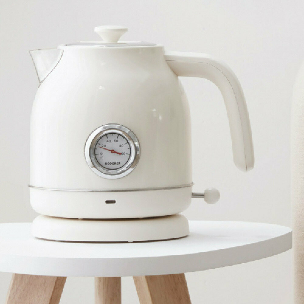 Чайник Qcooker, Retro Electric Kettle, нержавеющая сталь, 1, 7 л, 1800 Вт с термометром