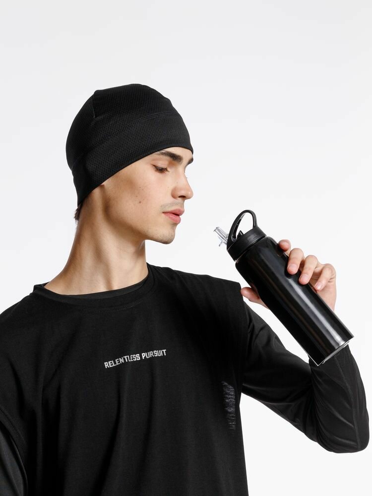 Шапка для мужчин, размер 54-56 (26х20 см), черный — фото 1