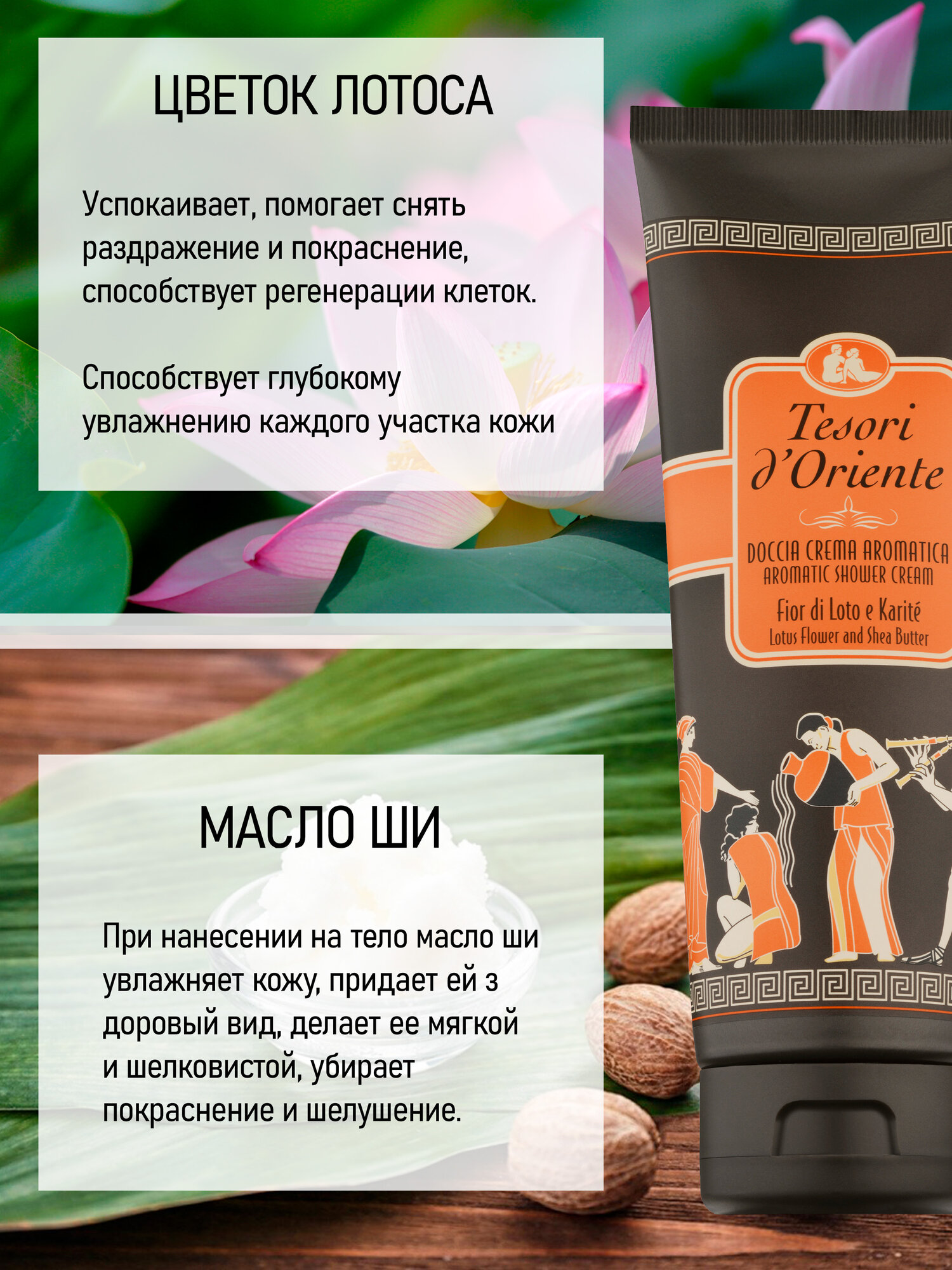 Гель для душа Tesori d'Oriente цветок лотоса И масло ШИ / FIOR DI LOTO Е KARITE 250мл парфюмированный — фото 1