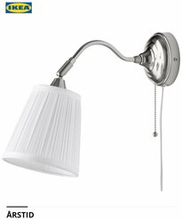 Настенный светильник IKEA ÅRSTID, E14, 40Вт, металлический, белый/никель