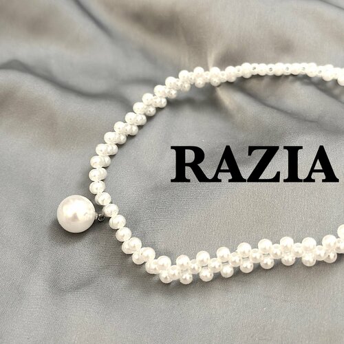 Чокер, пластик, жемчуг имитация, перламутр синтетический, искусственный камень, длина 20 см, белый