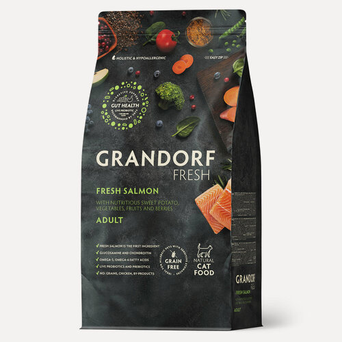 Изображение товара GRANDORF Fresh Cat Корм для кошек ADULT Salmon&Sweet Potato Лосось батат