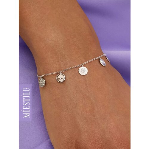 Браслет-цепочка MIESTILO серебро 925 проба родирование длина 19 см серебристый 1561₽