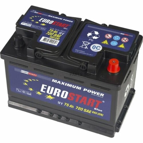 Аккумулятор автомобильный EUROSTART Blue 60 Ah 460 A прямая полярность 242x175x190