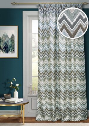 Штора на тесьме Groza 270 x 146 см жаккард синий Kauffort