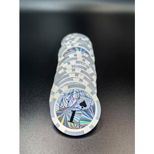 Серые фишки для покера с номиналом 1