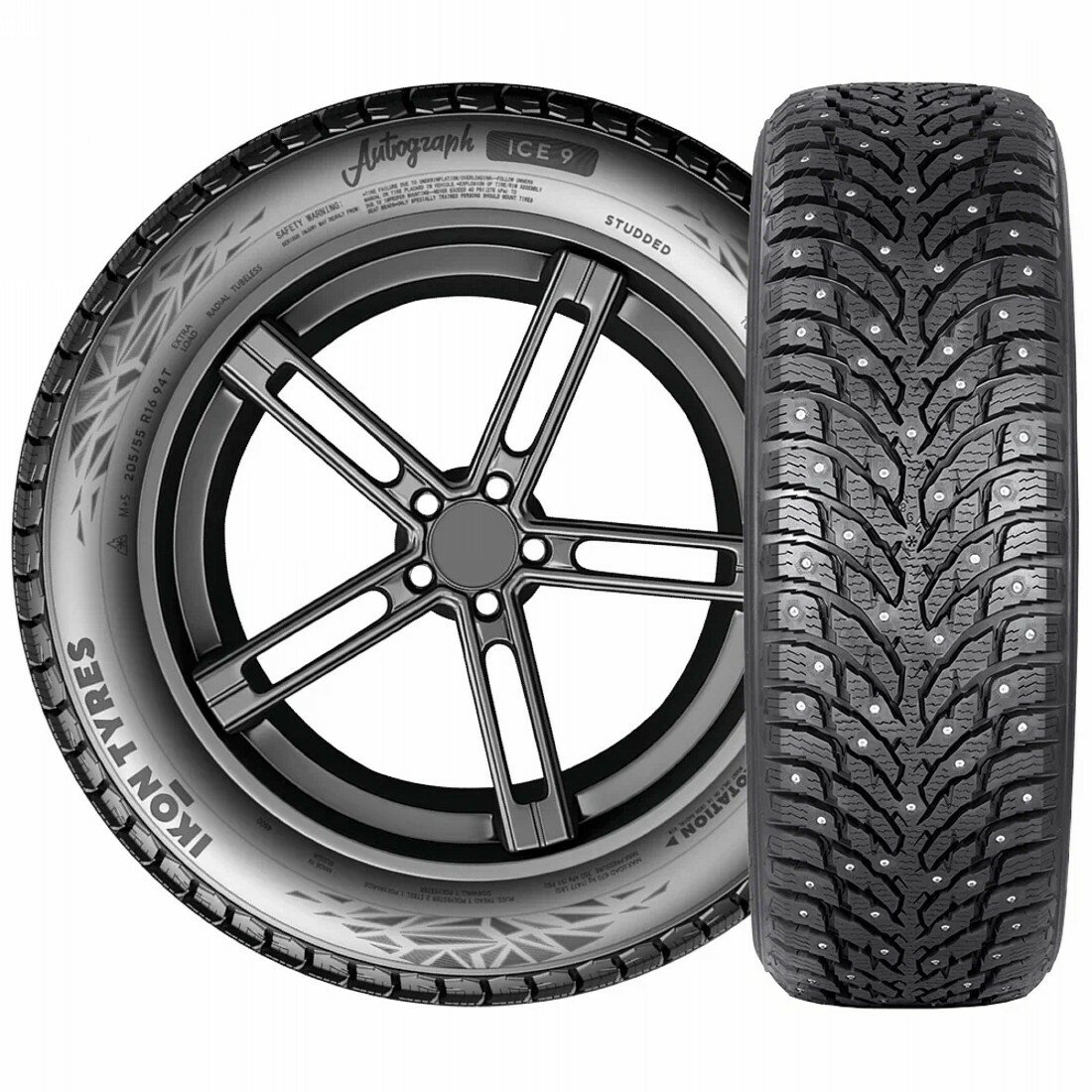 Зимняя шина Ikon (Nokian) Nordman 8 225/45 R18 95T, шипованная, направленная, симметричная.