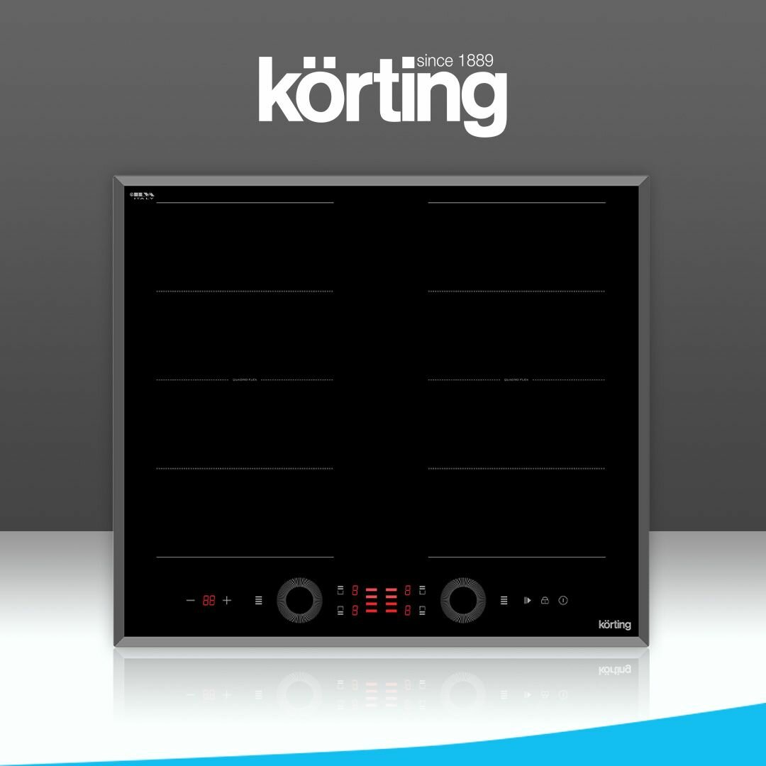 Индукционная варочная панель Korting HIB 68700 B Quadro ширина 60 см, 4 конфорки, сенсорный слайдер, черный
