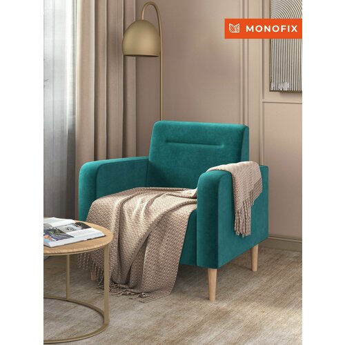 фото Мягкое кресло monofix фоксет для отдыха в гостиную, велюр изумрудный (№20)