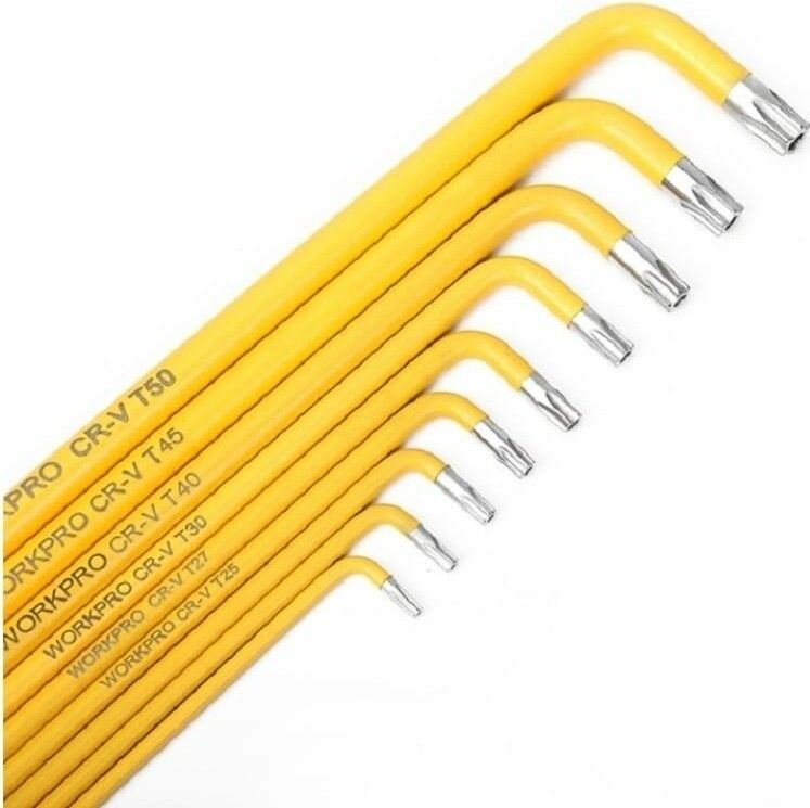 WORKPRO Набор Г-образных ключей TORX длинные 9шт в держателе WP222008 — фото 1