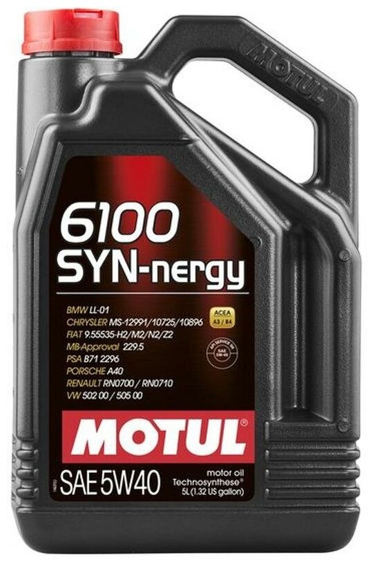 Синтетическое моторное масло Motul 6100 SYN-nergy 5W-40, 5 л, 1 шт.