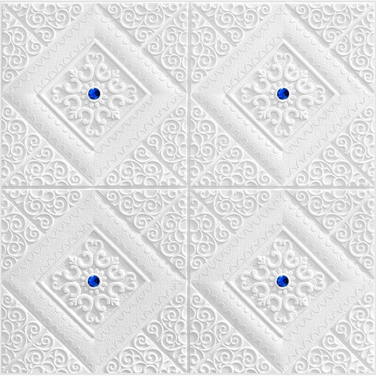 Потолочная плитка 3D Foam Diamond White самоклеящаяся влагостойкая 20 шт