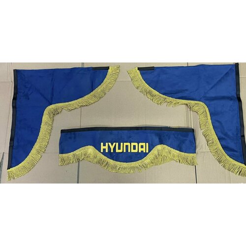 Ламбрекен лобового стекла и угол (польская ткань) Синий с желтым HYUNDAI Porter 1