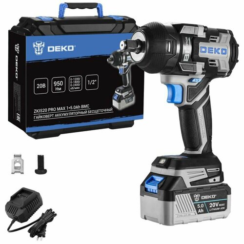 Аккумуляторный гайковерт Deko ZKIS20 PRO MAX 20В 150Ач 950 Нм в кейсе 083-1089 16549₽