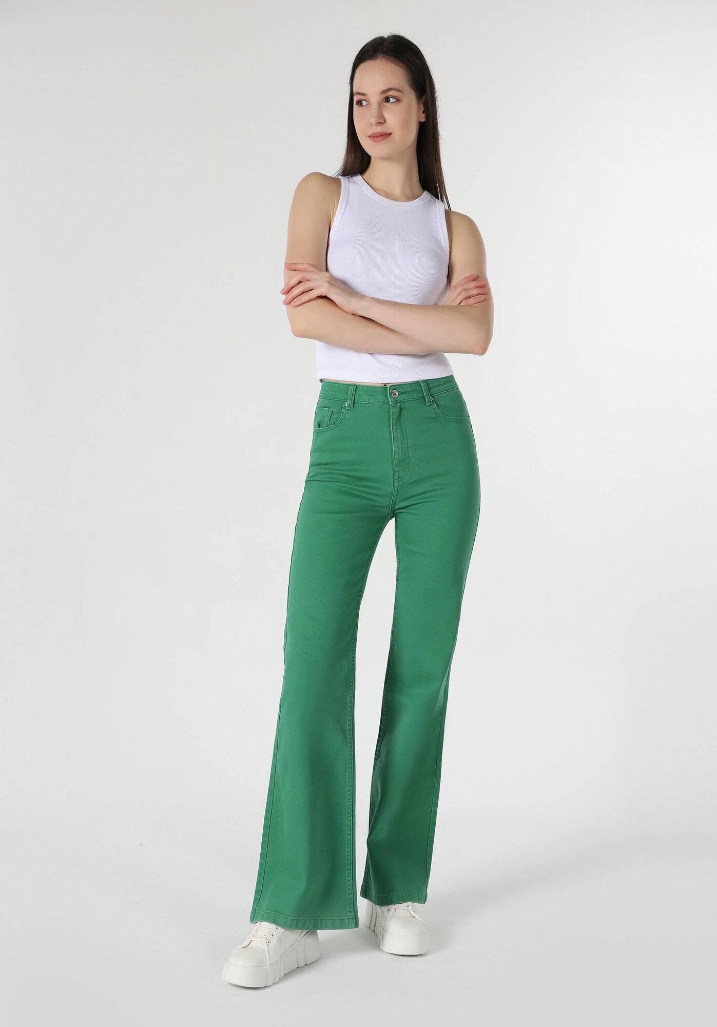 Брюки COLIN'S Slim Fit, размер 38, зелёный