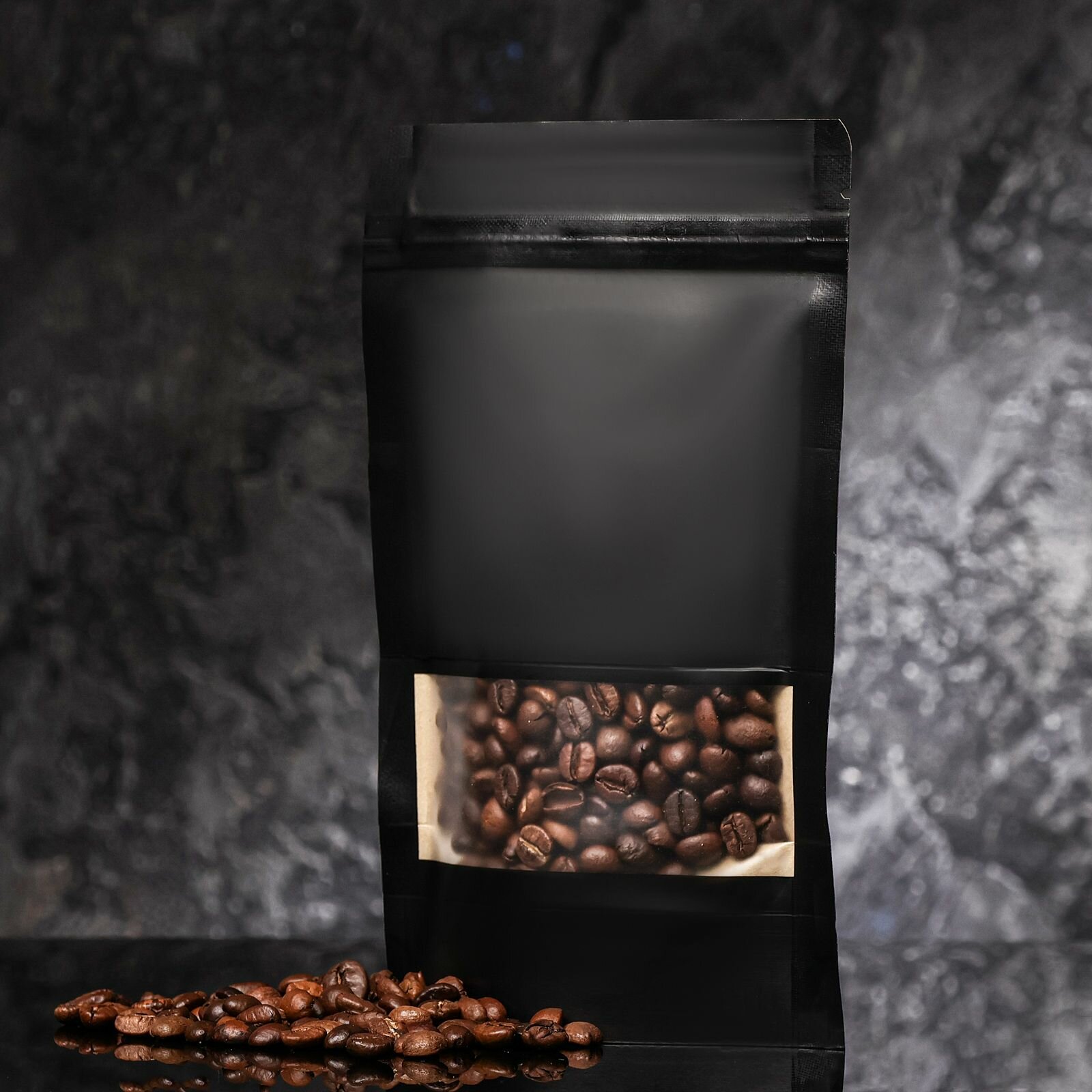 Пакет Zip-lock Крафт с прямоугольным окном черный12 х 20 х 4 см 10 уп