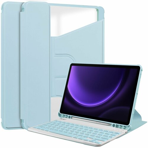 фото Чехол для samsung galaxy tab s9 / s9 fe 11" (2023) с клавиатурой голубой woap