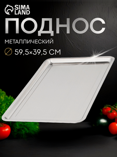 Изображение товара Поднос Astell из нержавеющей стали, 60×40×2 см, цвет хромированный