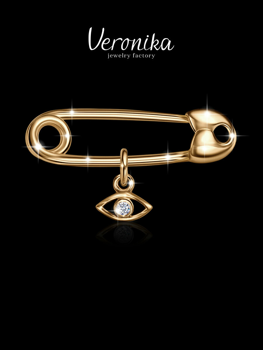 Брошь Veronika, серебро, 925 проба, золочение, фианит, , белый/золотистый