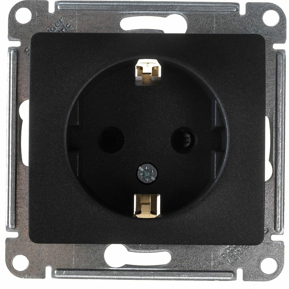 Розетка 1-м СП 1мод. Glossa 16А IP20 с заземл. защ. шторки механизм антрацит SE GSL000745