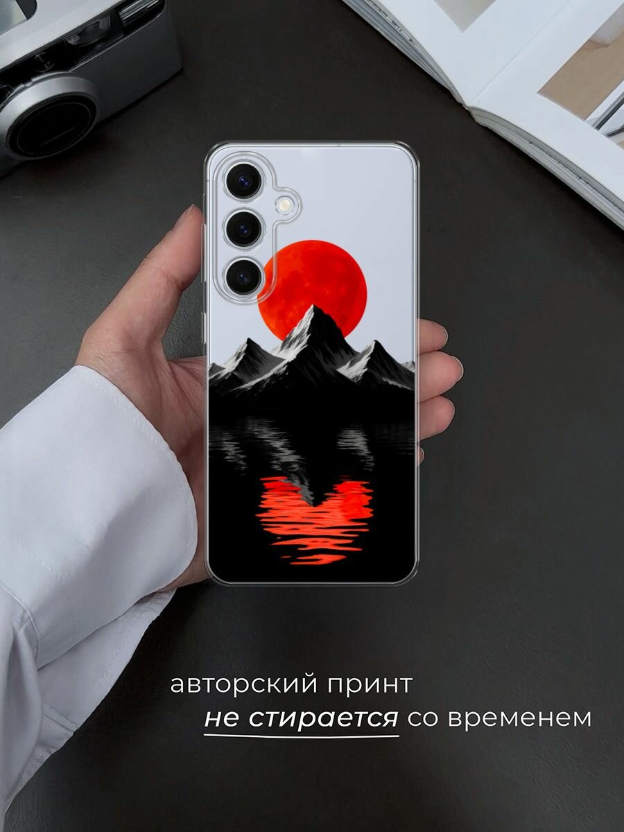 Чехол на Samsung Galaxy S24 FE 5G / Самсунг S24 FE с принтом Черная гора, прозрачный — фото 1