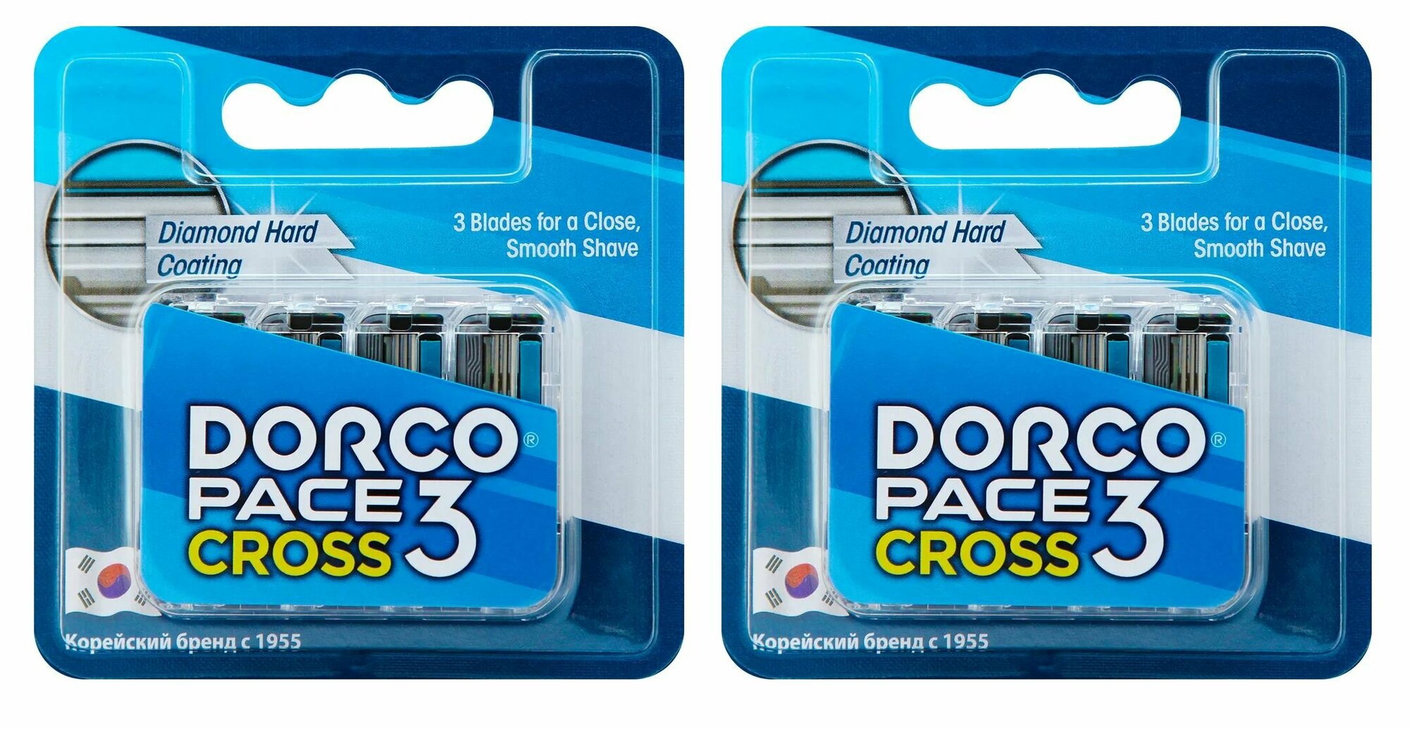 Сменные кассеты с 3 лезвиями для бритвенного станка DORCO PACE 3 CROSS TRC1040 по 4 шт. 2 упаковки