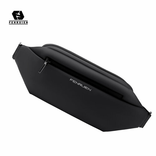 Сумка  барсетка Fenruien, фактура зернистая, гладкая, вязаная, черный