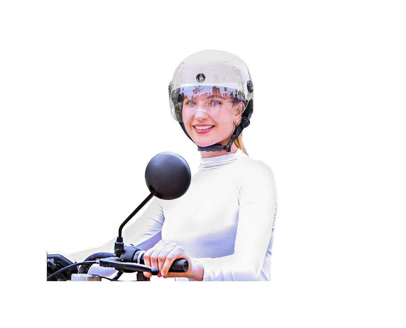Шлем для девочек RP-200-W GOLD-START (lux) (S16461SHL) с двумя камерами (вперед и назад) и гарнитурой для переговоров - шлем для мотоцикла, мотошлем