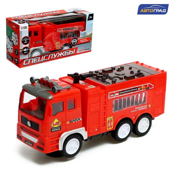 Автоград Машина "Пожарная служба", свет и звук, работает от батареек Автоград 9624275 .