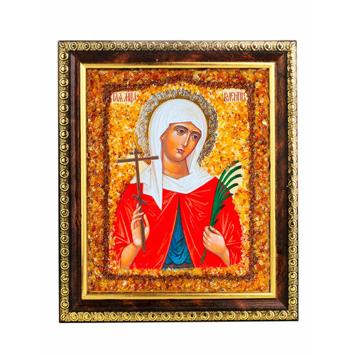 Именная икона, украшенная натуральным янтарём «Святая мученица Валентина»