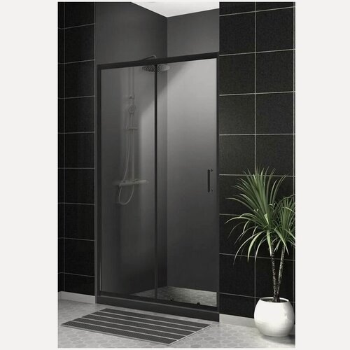 Изображение товара Душевая дверь BelBagno (Бельбагно) UNO-195-BF-1-140-C-NERO черный матовый стекло прозрачное 5 мм (1950х1400)