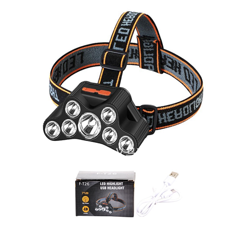фото Фонарь налобный led highlight usb headlight f-t26