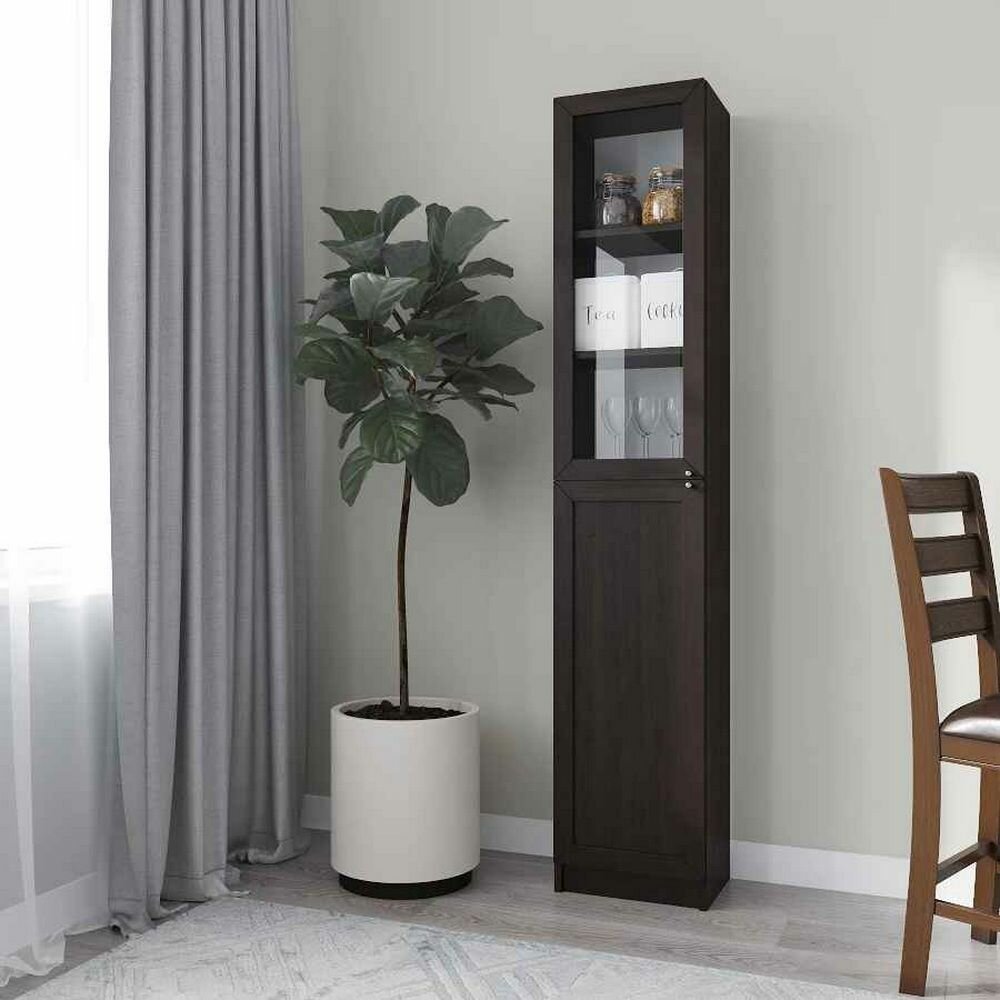 фото Стеллаж Билли Billy по мотивам Икеа, 40х30х202 см, Венге ЛДСП/рамка МДФ/стекло