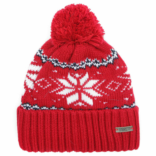 Шапка бини FABRETTI, размер 58, красный шапка бини fabretti демисезон зима шерсть утепленная размер one size черный
