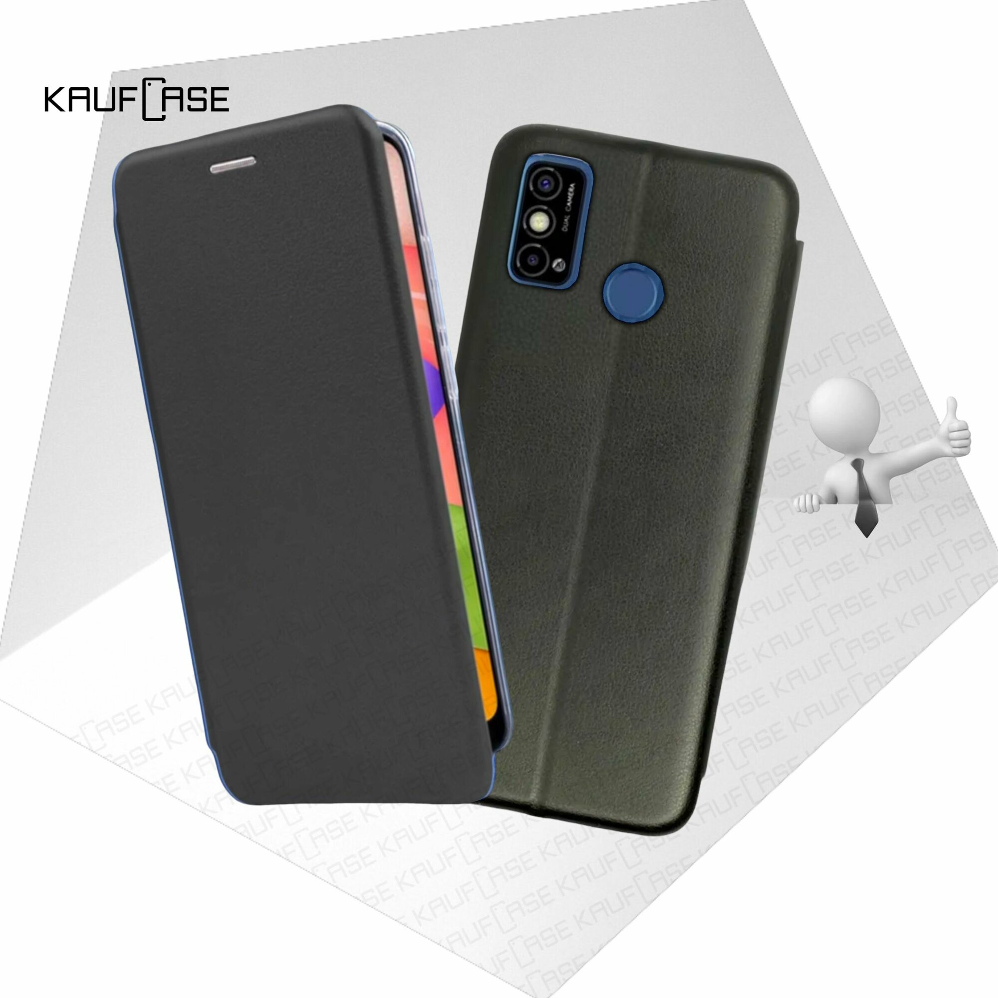 Чехол книжка KaufCase для телефона Tecno Spark 6 Go (KE5) (6.52"), черный. Трансфомер