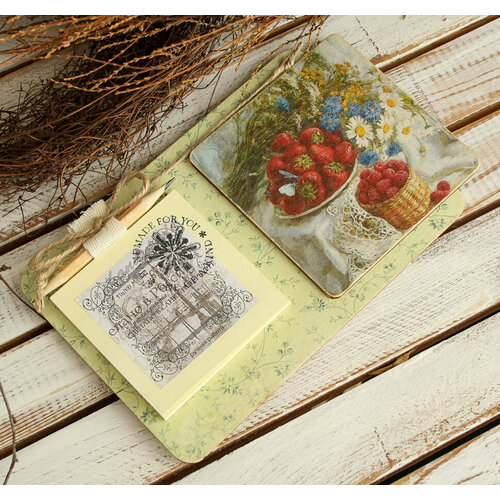 Блокнот на холодильник на магните подарочный Натюрморт цветы ягоды 003665