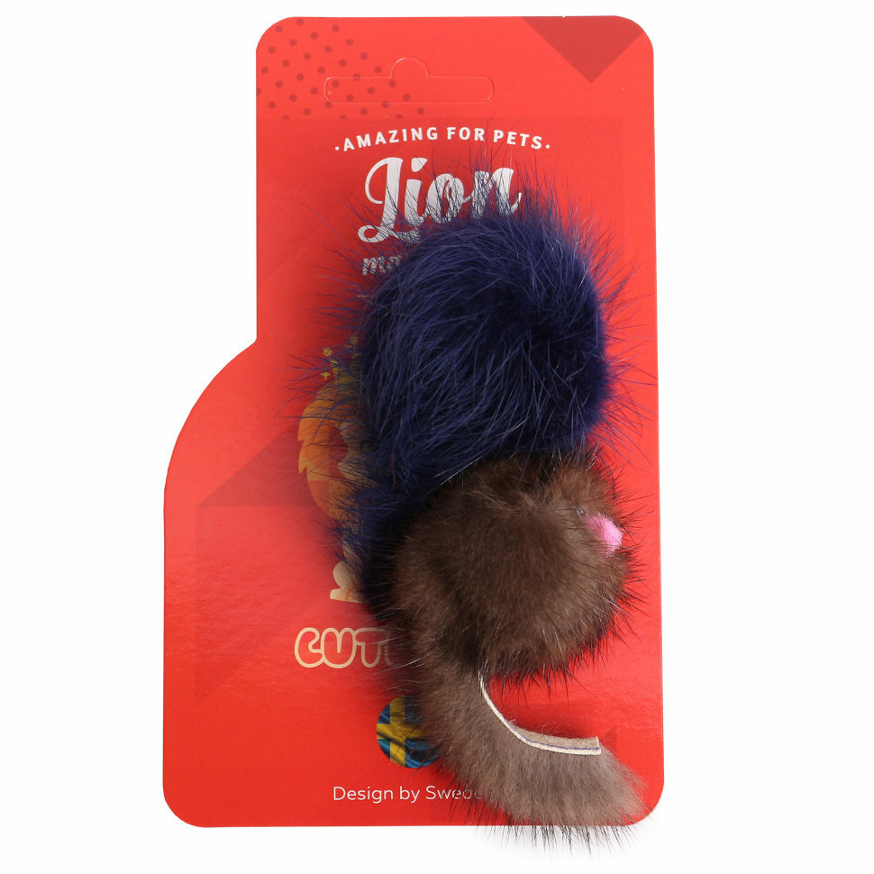 Lion игрушка "Зверек из норки" для кошек (2 шт) 4,5 см.