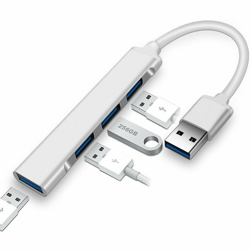 Переходник ЮСБ to USB HUB / Good Ideas / адаптер для Macbook iPhone / 4 порта усб для макбука / 19 см — фото 1