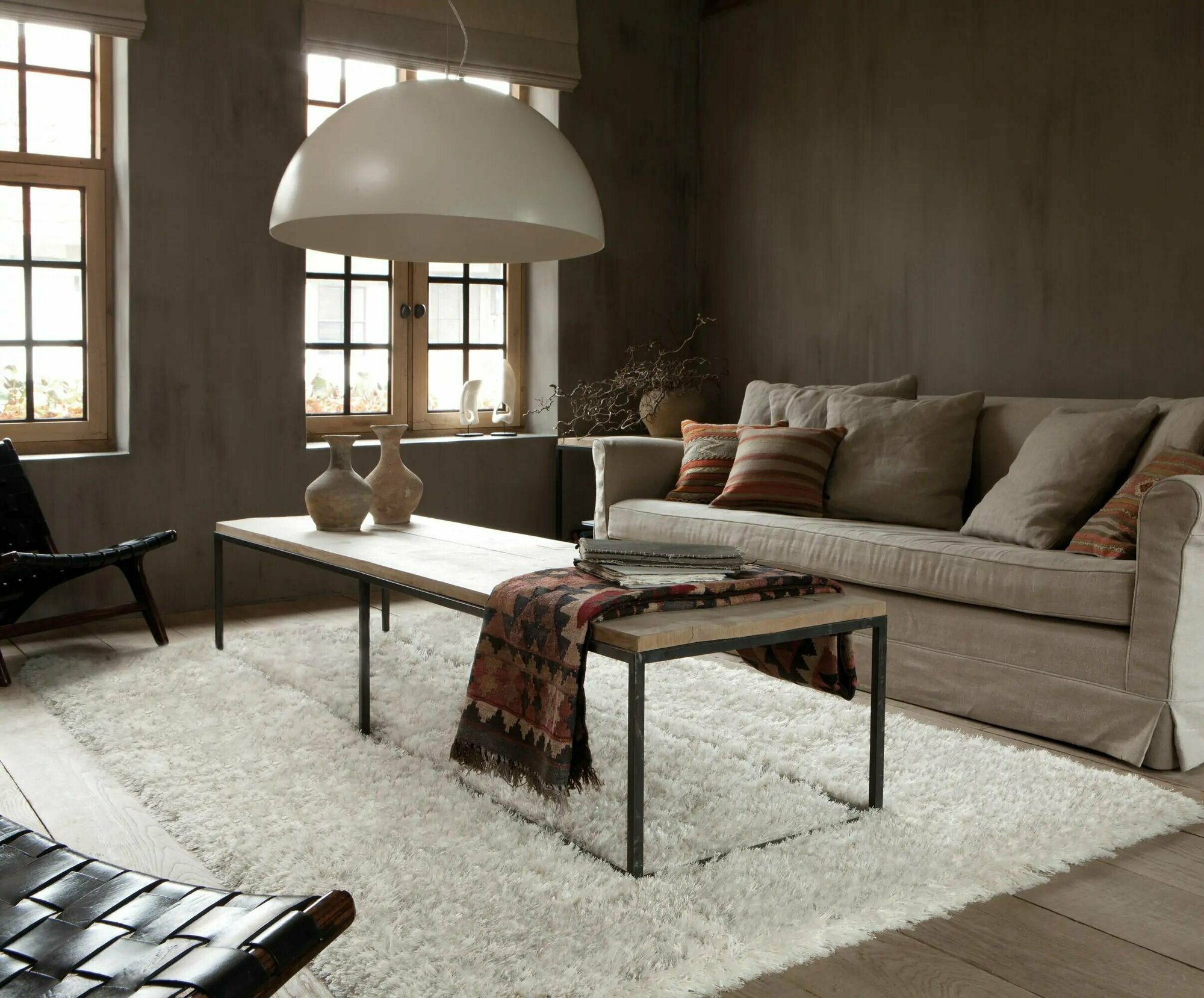 фото Ковер с длинным ворсом на пол полушерстяной Rhapsody 1.2 на 1.7 кремовый, (Бельгия - OSTA)