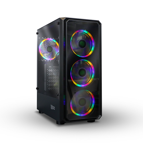 Корпус BaseTech eXtreme GFX-04 ATX, Midi-Tower, без БП черный (BT-GFX-04-TG-4F-RGB) корпус zalman x3 tg без бп черный atx