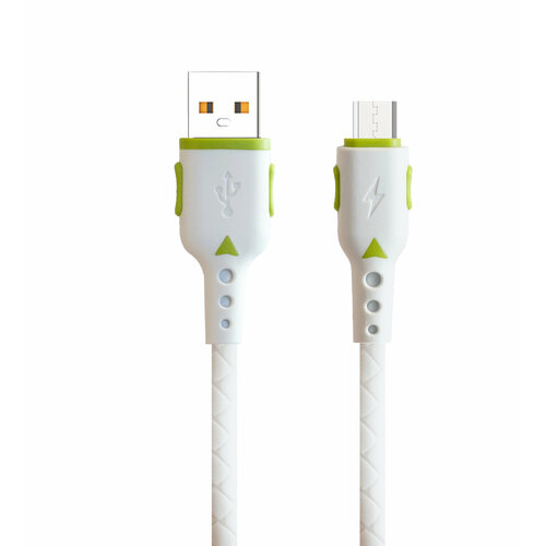 Кабель USB - микро USB FaisON K-90 Force, 1.0м, 3,0А, QC3.0, цвет: белый, зелёная вставка