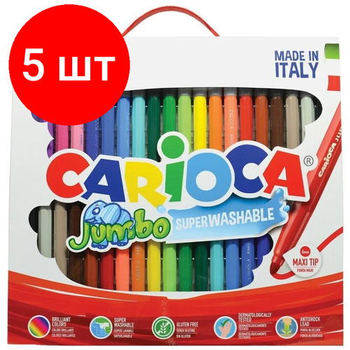 Комплект 5 наб, Фломастеры наб. 40цв, Jumbo, картон упаков, Carioca,41257 набор фломастеров carioca jumbo 0 6 мм 50 шт ассорти