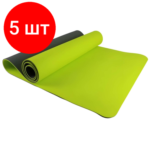Комплект 5 штук, Коврик для фитнеса Espado TPE 173x61x0.6 см, зеленый ES9031, УТ-00001340