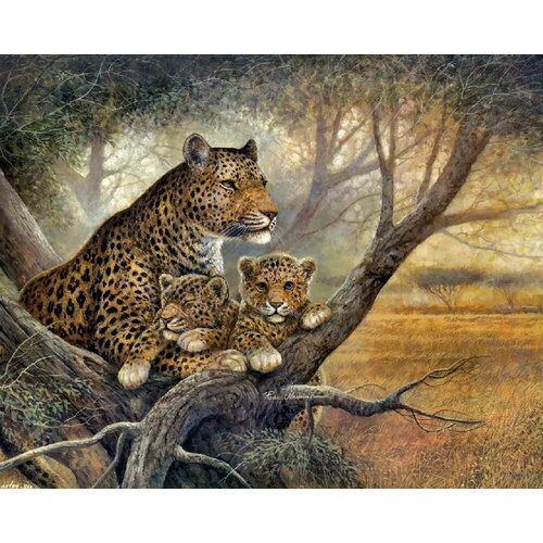 Supertoys Алмазная картина Семья леопардов 40х50 см с подрамником YSG1103 с 8 лет