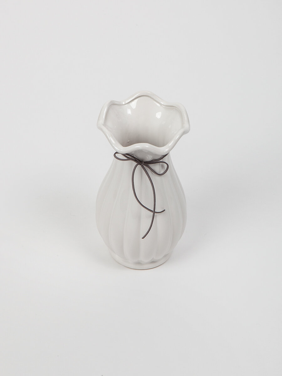 Ваза Ismat Decor "VM-72LW", настольная, керамическая, белая, 24x12 см — фото 1