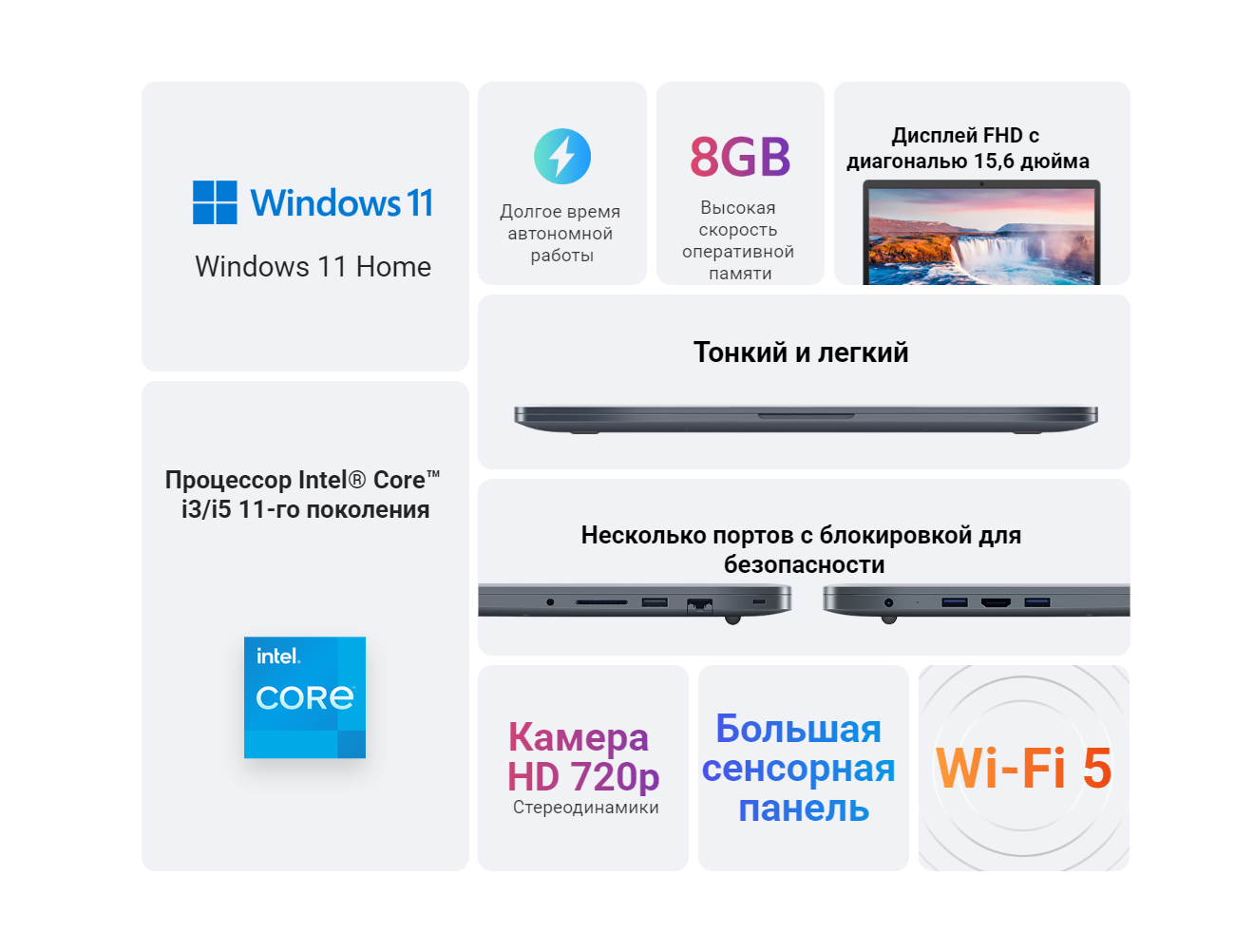 15.6" Ноутбук Xiaomi RedmiBook 15 1920x1080, Intel Core i3 1115G4 3 ГГц, RAM 8 ГБ, DDR4, SSD 256 ГБ, Intel UHD Graphics, Windows 11 Home, JYU4525RU, серый