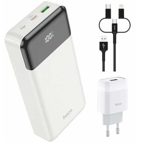 Внешний аккумулятор Hoco Power Bank J102A Cool Figure PD20W+QC3.0 20000mAh White ! портативный аккумулятор hoco j102a cool figure pd20w 20000mah черный